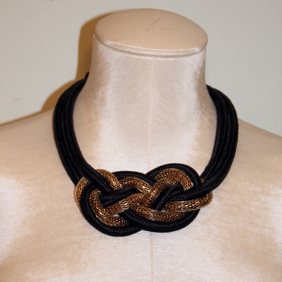 Black and Gold Rope Necklace - Picture 1 of 5